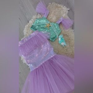 Sparkling Little Girls Toddler Little Mermaid Costume Ariel Handmade